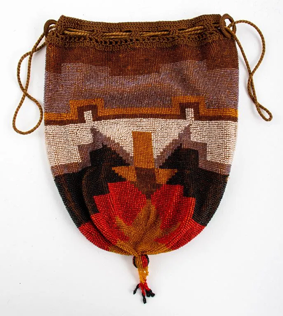 Art Deco geometric beaded reticule bag