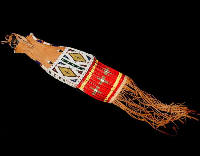 Native American Tobacco Bag. Bead and quill work throughout